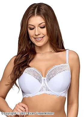 Big cup bra, lace inlays, flowers, B to J-cup